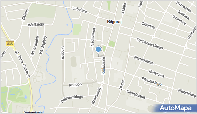 Biłgoraj, Paderewskiego Ignacego Jana, mapa Biłgoraj
