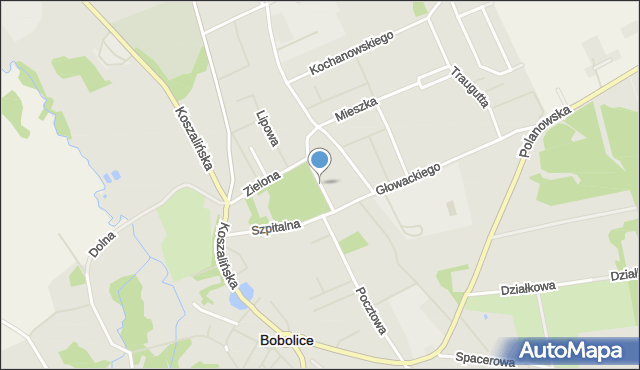 Bobolice powiat koszaliński, Parkowa, mapa Bobolice powiat koszaliński