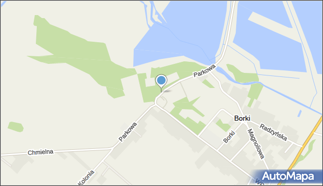 Borki powiat radzyński, Parkowa, mapa Borki powiat radzyński