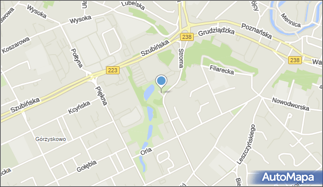 Bydgoszcz, Park Dolina Pięciu Stawów, mapa Bydgoszczy