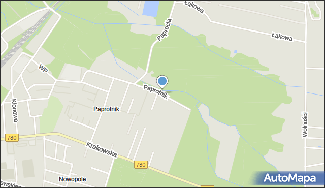 Chełmek powiat oświęcimski, Paprotnik, mapa Chełmek powiat oświęcimski