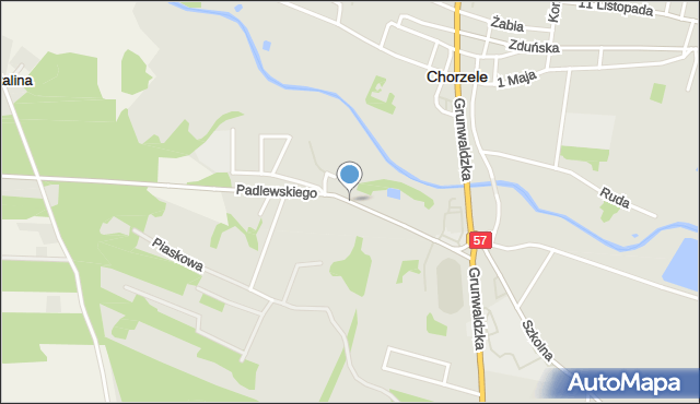 Chorzele powiat przasnyski, Padlewskiego Zygmunta, gen., mapa Chorzele powiat przasnyski