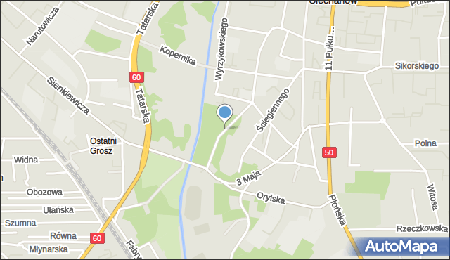 Ciechanów, Park Dąbrowskiego Jarosława, gen., mapa Ciechanów