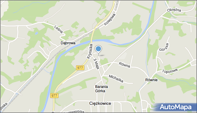 Ciężkowice powiat tarnowski, Parkowa, mapa Ciężkowice powiat tarnowski