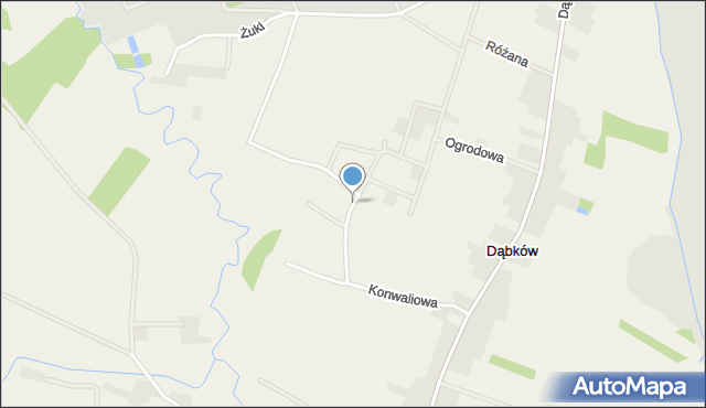 Dąbków, Parkowa, mapa Dąbków