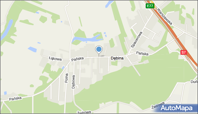Dębina gmina Czosnów, Pańska, mapa Dębina gmina Czosnów