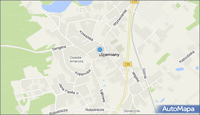 Dziemiany, Partyzantów, mapa Dziemiany