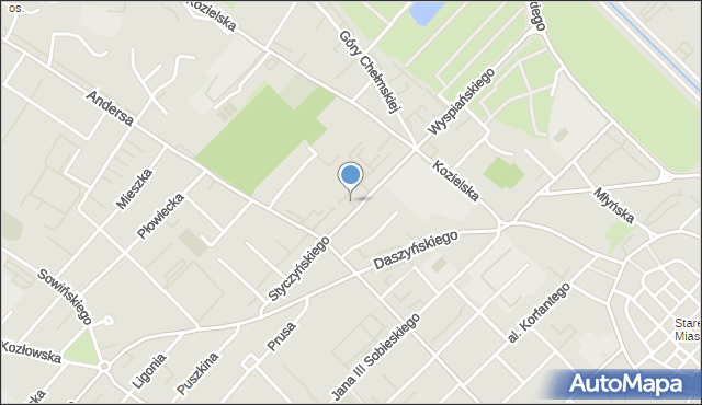 Gliwice, Park Przyjaźni Polsko-Francuskiej, mapa Gliwic
