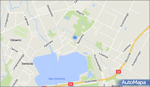 Głowno, Park Miejski Armii Krajowej, mapa Głowno