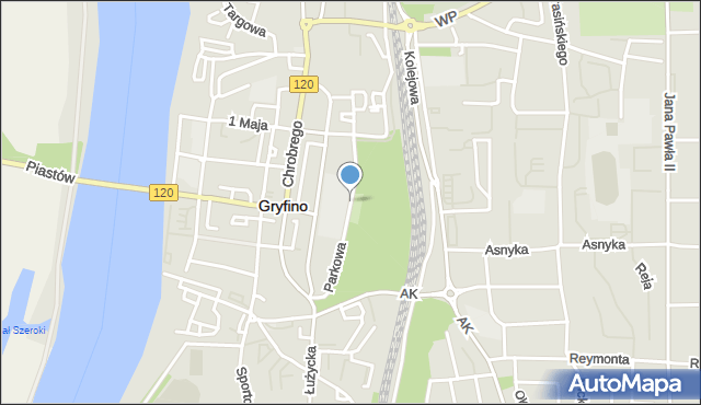Gryfino, Parkowa, mapa Gryfino