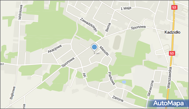 Kadzidło, Padlewskiego Zygmunta, gen., mapa Kadzidło