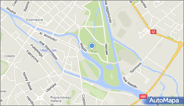 Kalisz, Park Miejski, mapa Kalisza