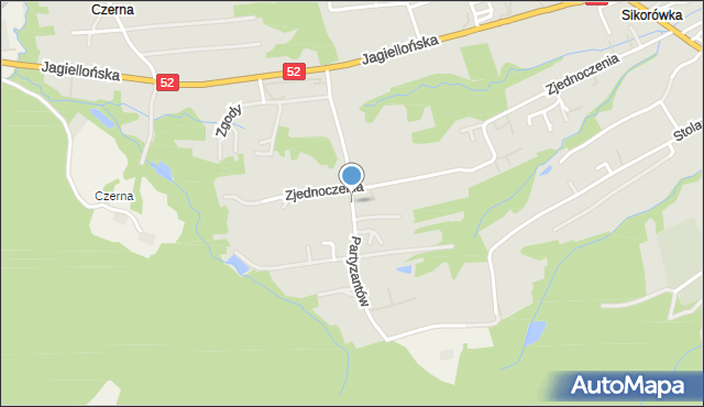 Kalwaria Zebrzydowska, Partyzantów, mapa Kalwaria Zebrzydowska