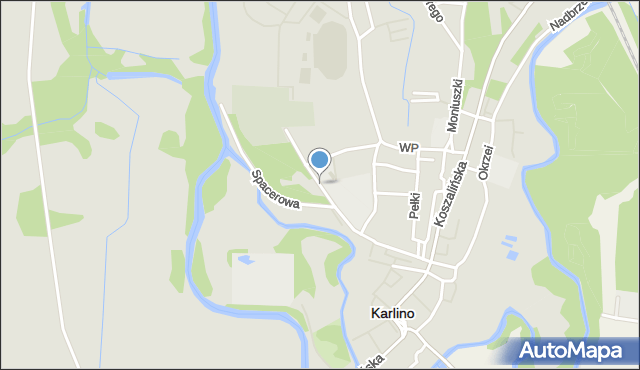 Karlino, Parkowa, mapa Karlino