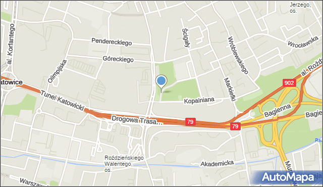 Katowice, Park Bogucki, mapa Katowic