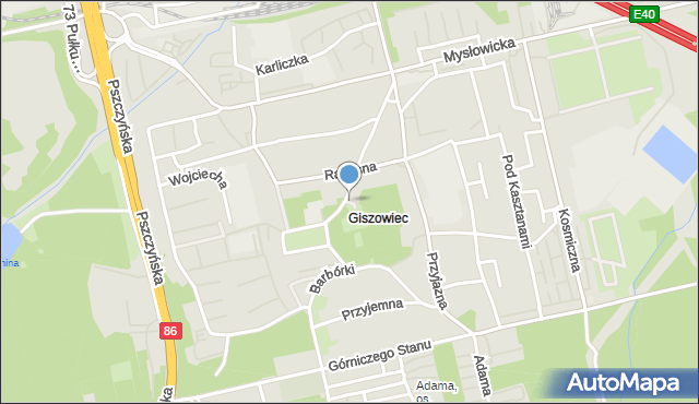 Katowice, Park Giszowiecki, mapa Katowic