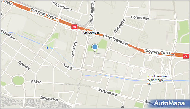 Katowice, Park Powstańców Śląskich, mapa Katowic