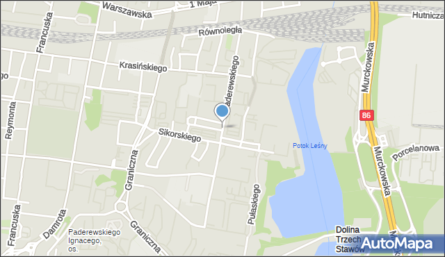 Katowice, Paderewskiego Ignacego Jana, mapa Katowic