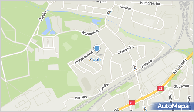 Katowice, Paproci, mapa Katowic