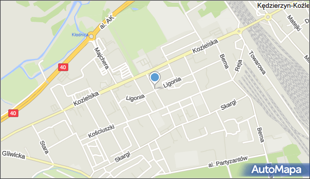 Kędzierzyn-Koźle, Paderewskiego Ignacego Jana, mapa Kędzierzyna-Koźle