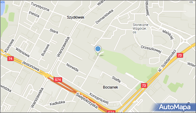 Kielce, Park Dygasińskiego Adolfa, mapa Kielc