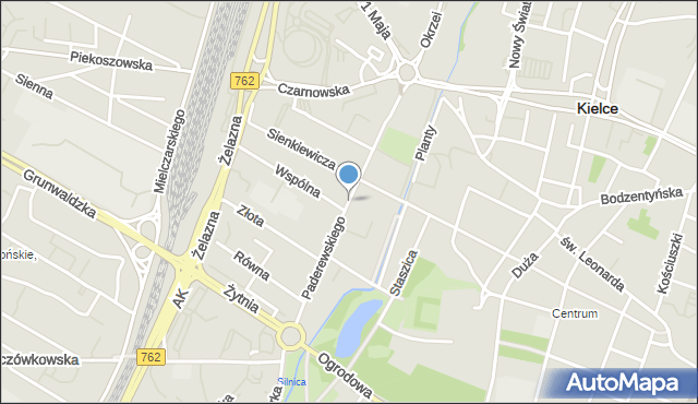 Kielce, Paderewskiego Ignacego Jana, mapa Kielc
