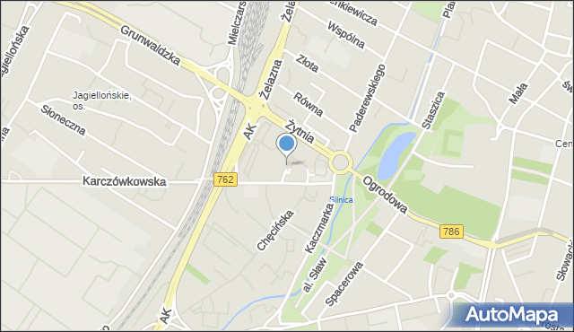 Kielce, Parkowa, mapa Kielc