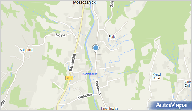 Kocierz Moszczanicki, Parkowa, mapa Kocierz Moszczanicki