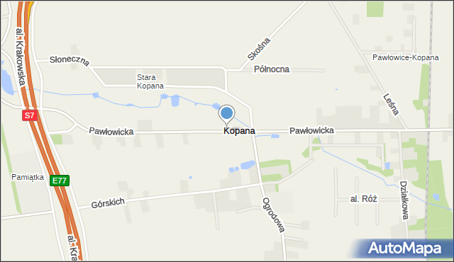 Kopana, Pawłowicka, mapa Kopana