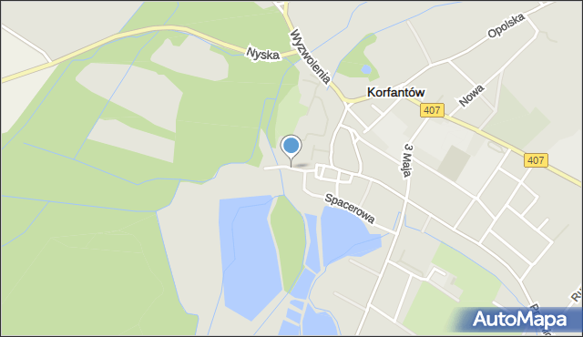 Korfantów, Parkowa, mapa Korfantów