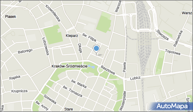 Kraków, Paderewskiego Ignacego Jana, mapa Krakowa