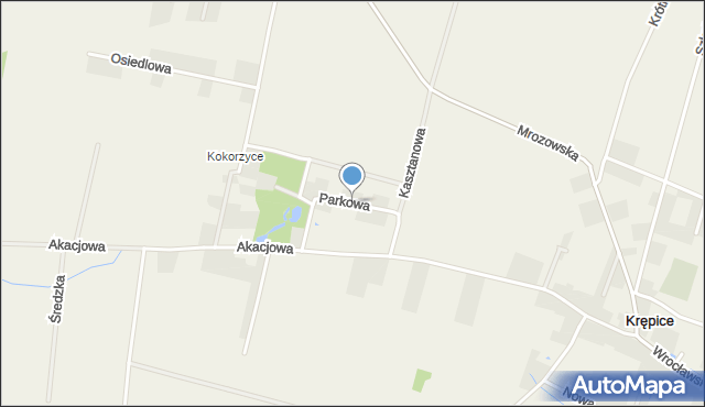 Krępice gmina Miękinia, Parkowa, mapa Krępice gmina Miękinia