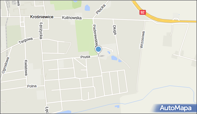 Krośniewice, Paderewskiego Ignacego Jana, mapa Krośniewice