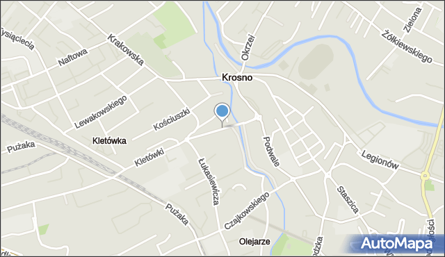 Krosno, Paderewskiego Ignacego Jana, mapa Krosna