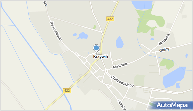 Krzywiń, Parkowa, mapa Krzywiń