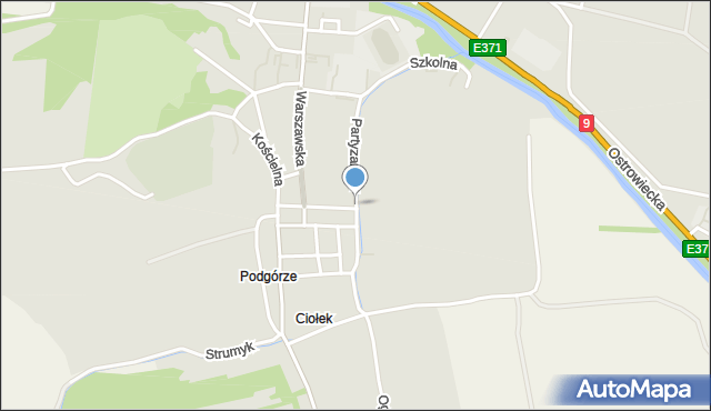 Kunów powiat ostrowiecki, Partyzantów, mapa Kunów powiat ostrowiecki