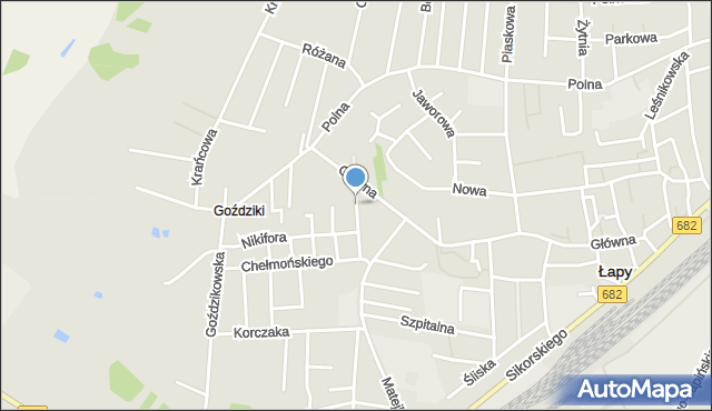 Łapy, Pankiewicza Józefa, mapa Łapy