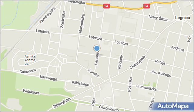 Legnica, Pancerna, mapa Legnicy