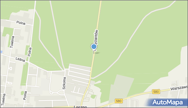 Leszno powiat warszawski zachodni, Partyzantów, mapa Leszno powiat warszawski zachodni