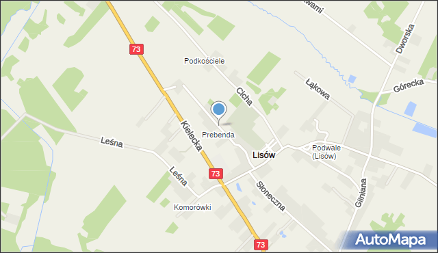 Lisów gmina Morawica, Parkowa, mapa Lisów gmina Morawica