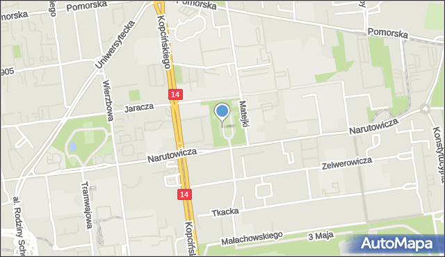 Łódź, Park Matejki Jana, mapa Łodzi