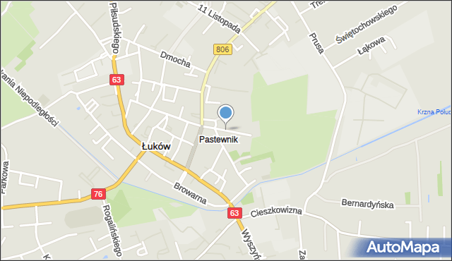 Łuków, Pastewnik, mapa Łuków