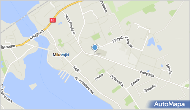Mikołajki powiat mrągowski, Papieża Jana Pawła II, mapa Mikołajki powiat mrągowski