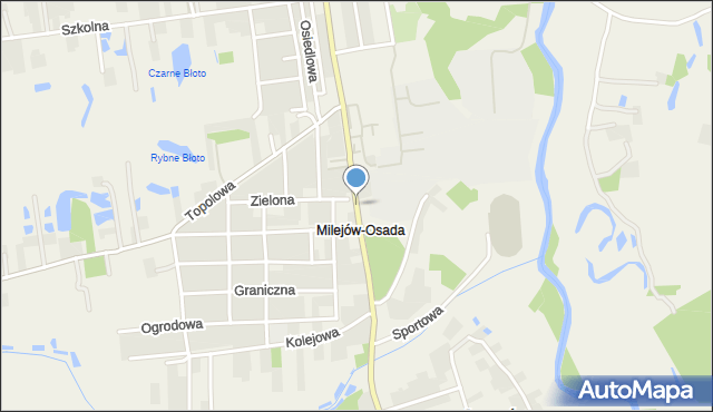 Milejów-Osada, Partyzancka, mapa Milejów-Osada