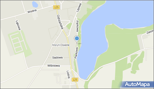 Moryń, Parkowa, mapa Moryń
