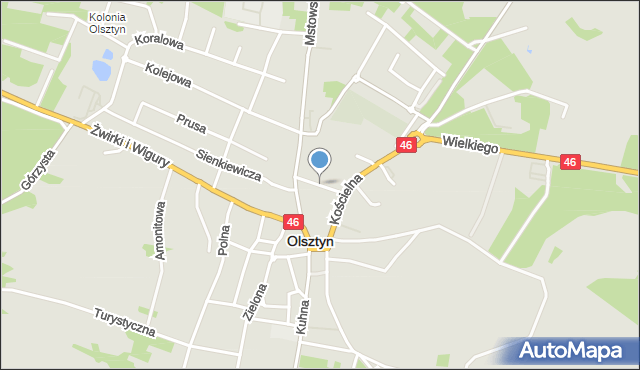 Olsztyn powiat częstochowski, Paderewskiego Ignacego Jana, mapa Olsztyn powiat częstochowski