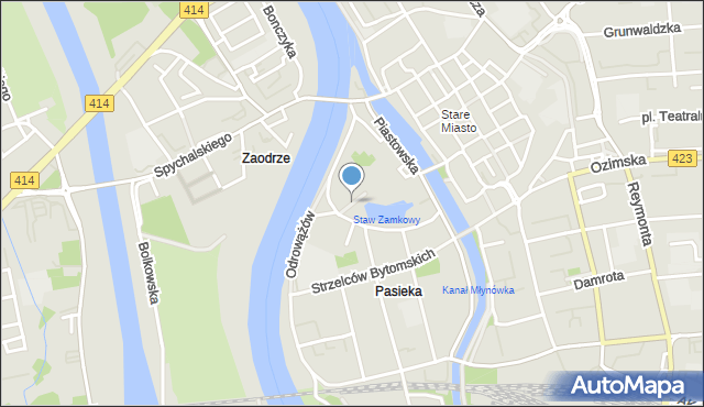 Opole, Pasaż Grygolunasa i Święcickiego, mapa Opola