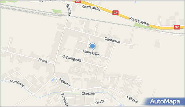 Paczkowo gmina Swarzędz, Paprykowa, mapa Paczkowo gmina Swarzędz