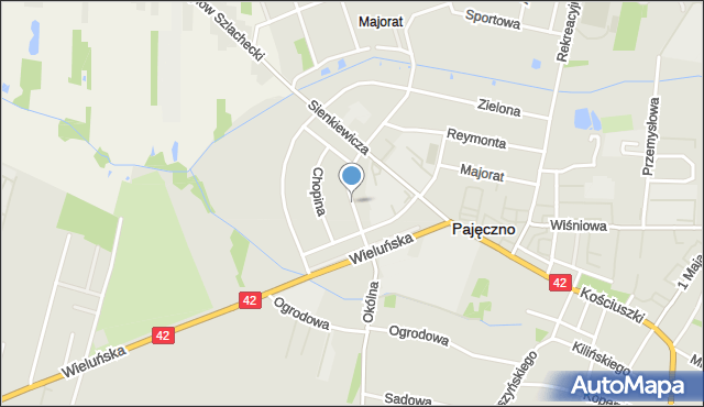 Pajęczno, Paderewskiego Ignacego Jana, mapa Pajęczno