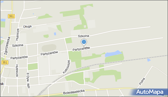Pieńsk, Partyzantów, mapa Pieńsk